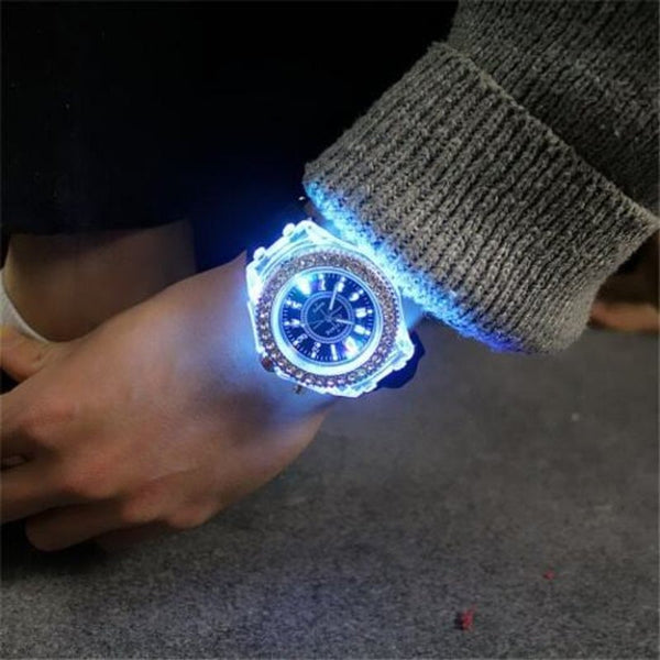 Veile Studios Led Light Flash Luminous Watch Personality Trends Students Lovers Wristwatch Black Watches