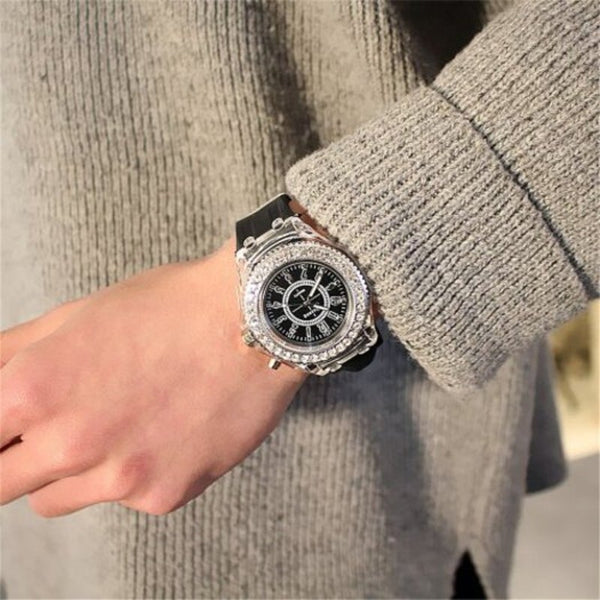 Veile Studios Led Light Flash Luminous Watch Personality Trends Students Lovers Wristwatch Black Watches