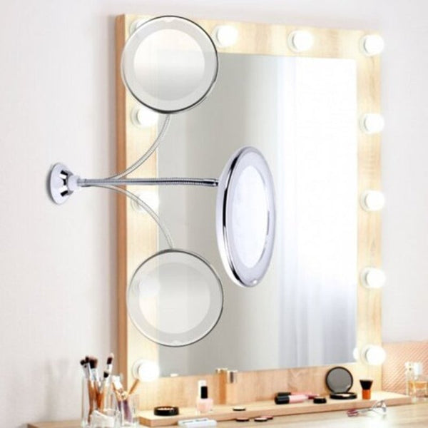 Led Makeup Mirror 10X Magnifying Silver Makeup Mirrors