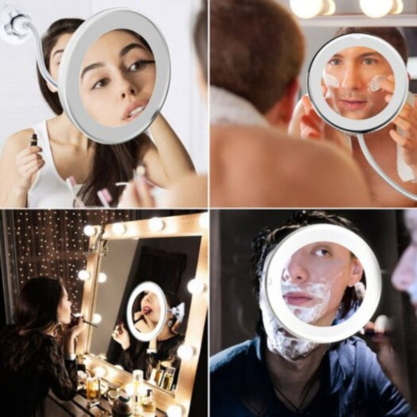 Led Makeup Mirror 10X Magnifying Silver Makeup Mirrors