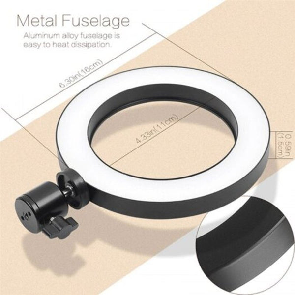Led Ring Light Dimmable With 3 Lights Mode 360 Degree Rotating 8 Inches Usb Beauty Soft Black Selfie Lights