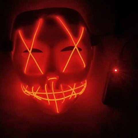 Led Scary Face Halloween Carnival Mask Red
