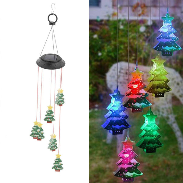 Led Solar Christmas Tree Wind Chime Lights Energy Saving Color Changing Bul Wind Chimes