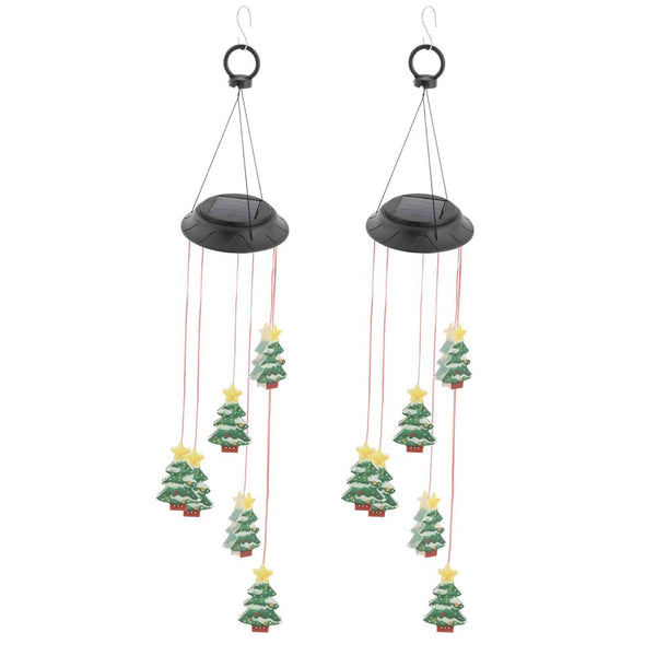 Led Solar Christmas Tree Wind Chime Lights Energy Saving Color Changing Bul Wind Chimes