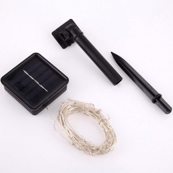 Led Solar Copper Light String Outdoor Waterproof Garden Lights 2 Function Vanilla Warm White String Lights