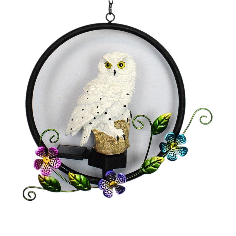 Led Solar Owl Shape Night Light Hanging Lamp For Courtyard Decoration White Outdoor Lighting Accessories