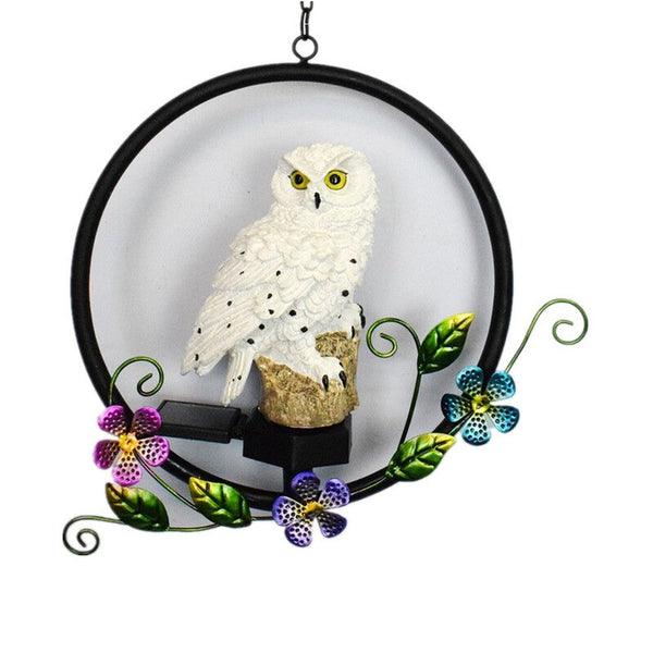 Led Solar Owl Shape Night Light Hanging Lamp For Courtyard Decoration White Outdoor Lighting Accessories