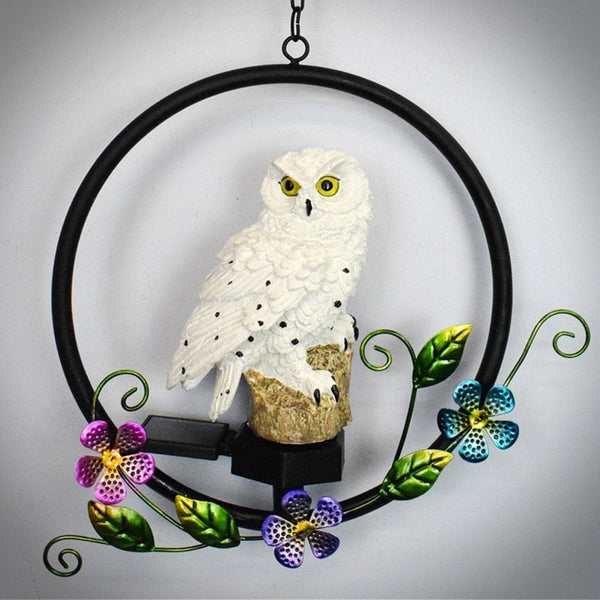 Led Solar Owl Shape Night Light Hanging Lamp For Courtyard Decoration White Outdoor Lighting Accessories