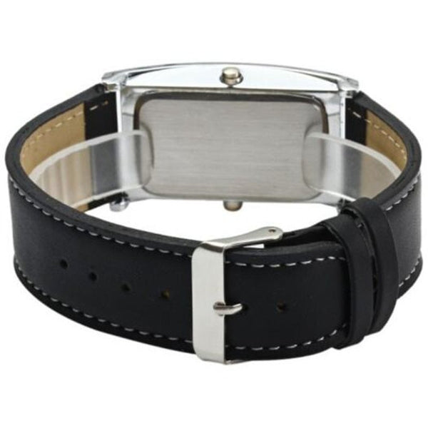 Led Watch With Red Digital Date Display Leather Band Black Smart Watches