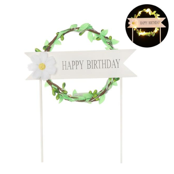 Led Heart Or Happy Birthday Party Decorations Baking Supplies Cake Toppers