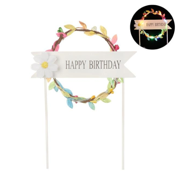 Led Heart Or Happy Birthday Party Decorations Baking Supplies Cake Toppers