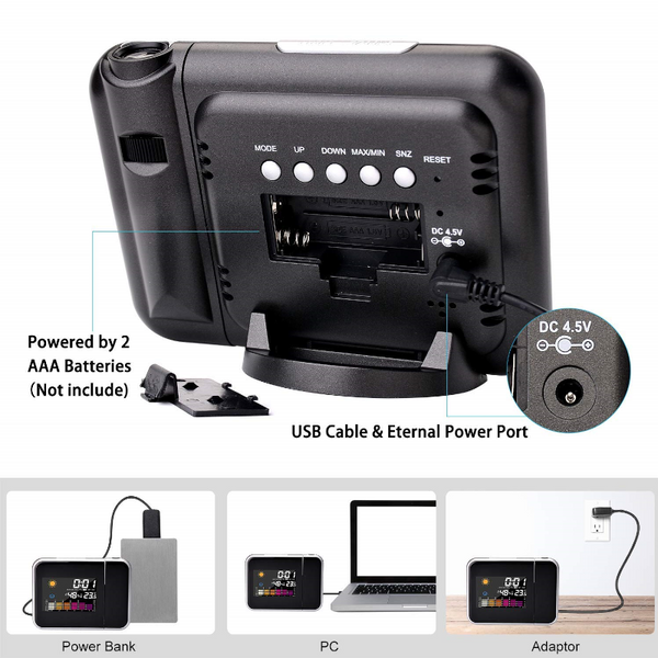 Led Alarm Projection Clock Thermometer Hygrometer Wireless Weather Station Alarm Clocks & Clock Radios