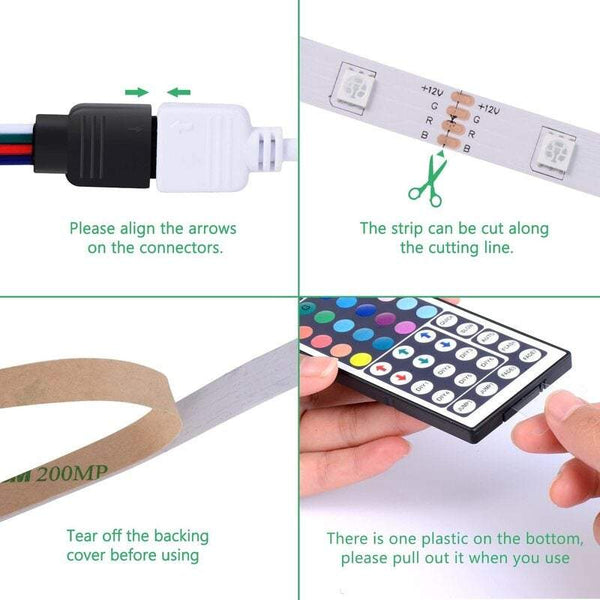 Strip Lights Wi Fi Smart 10M Waterproof Led 5050 Rgb 300 Leds Colour Changing 24 Keys Remote Control 12V 6A Power Supply For Diy Decora String Lights