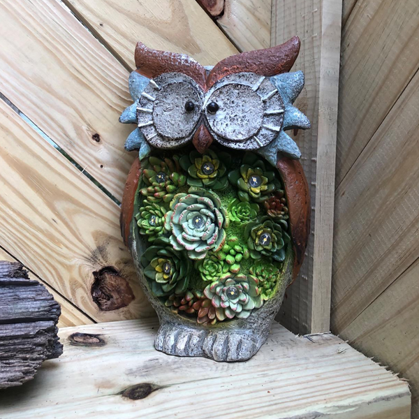 Led Resin Solar Light With Faux Succulents Garden Decor Ornaments & Statues
