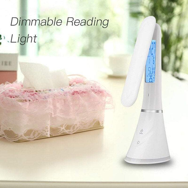 Table Desk Leds Touch Control Usb Rechargeable Dimmable Reading Light With Alarm Clock Calendar Temperature Lcd Display Screen Colour Changing Lamps