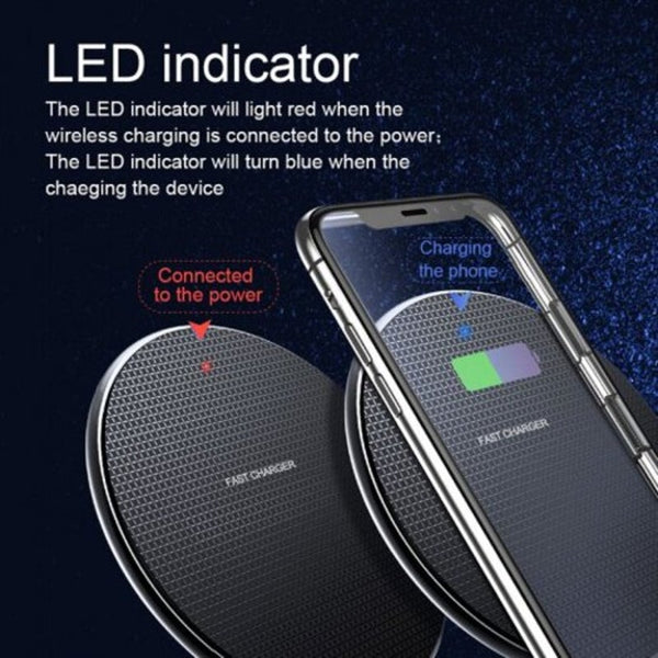 10W Wireless Charger Colorful Qi Qc 3.0 Phone Fast Pad Black Universal