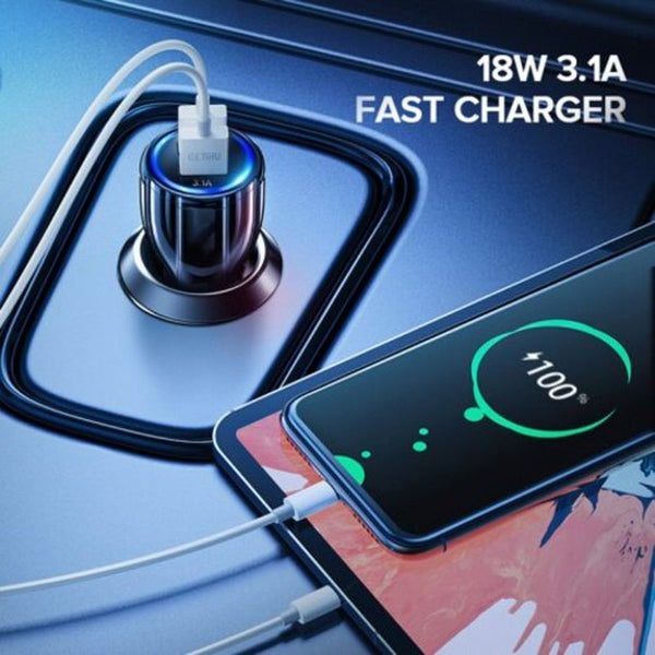 18W Usb Qc 3. 0 Fast Dual Ports Phone For Cigarette Lighter White Universal Chargers & Cradles