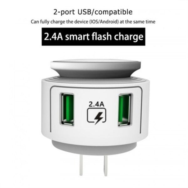 2 Port Usbcharger Night Light With Led Lamp Brightness Adjustable Phone Charger Adapter
