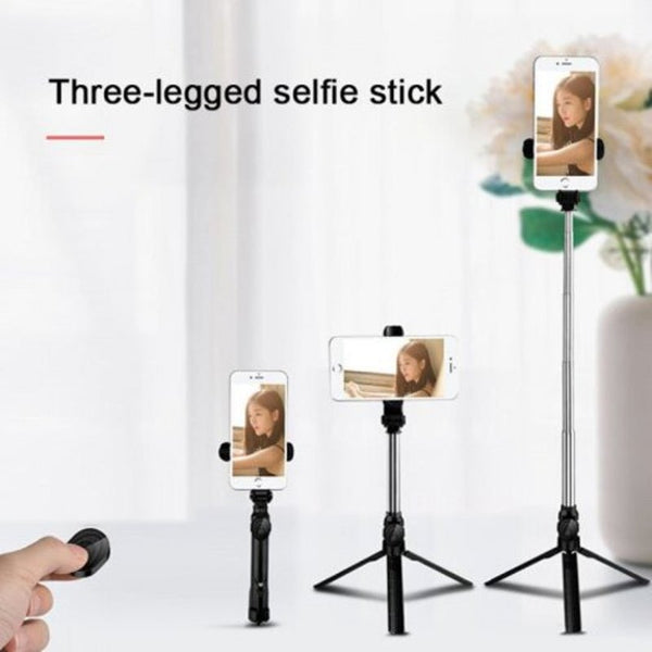 3 In 1 Bluetooth Tripod Monopod Selfie Stick Phone Holder With Remote Control Pink Selfie Sticks
