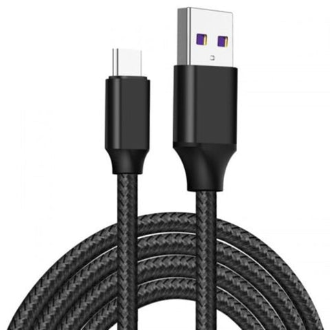 5A Type C Braided Super Fast Charge Data Cable For Xiaomi Redmi K20 Pro Mi 9T Black 1M