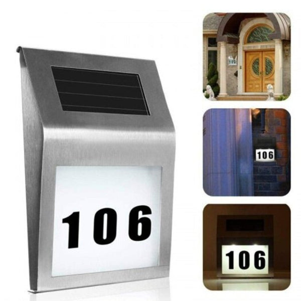 Led Solar Address Sign House Number Stainlesssolar Powered Wall Lamp Large Plaques & Signs