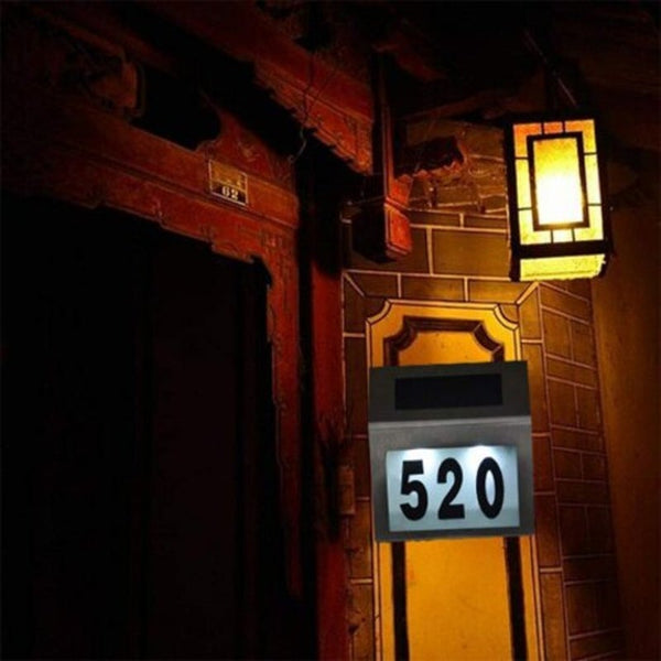 Led Solar Address Sign House Number Stainlesssolar Powered Wall Lamp Large Plaques & Signs