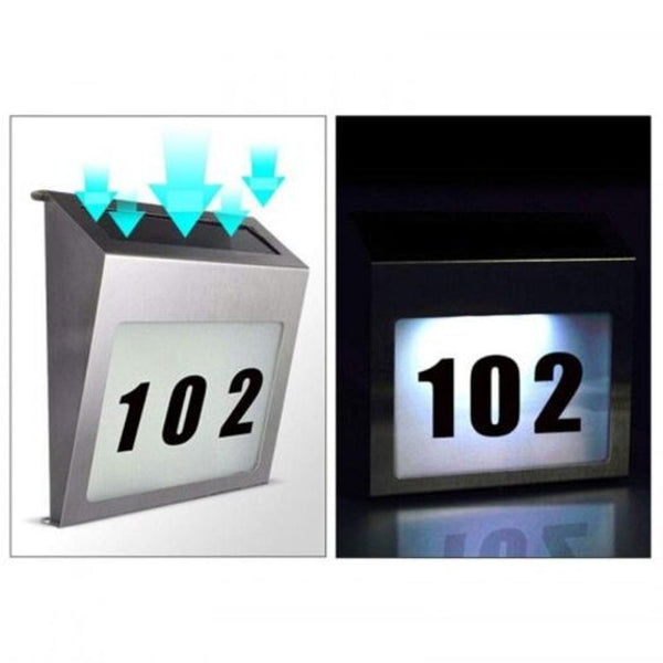 Led Solar Address Sign House Number Stainlesssolar Powered Wall Lamp Large Plaques & Signs