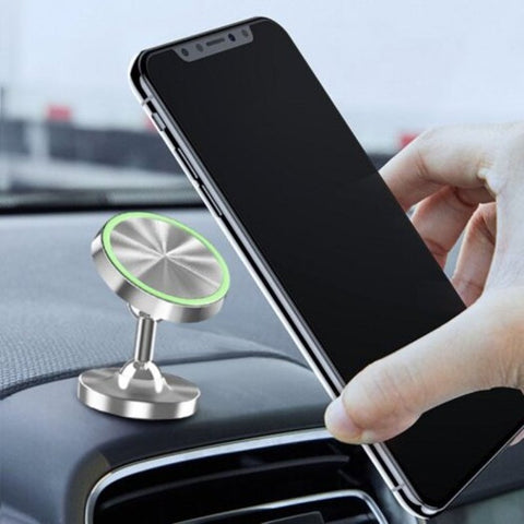 Luminous Magnetic Car Phone Holder Stand Bracket Support For Mobile Silver