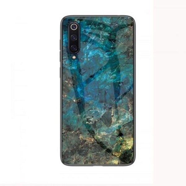 Marbled Glass Case For Xiaomi 9 Green