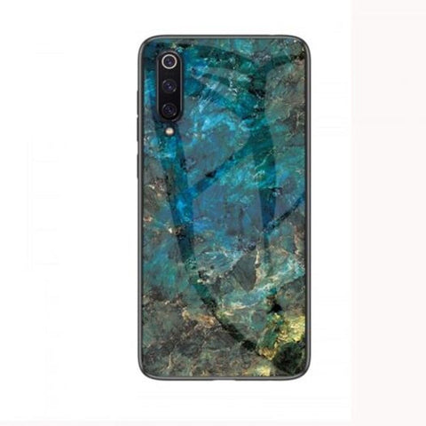 Marbled Glass Case For Xiaomi 9 Green