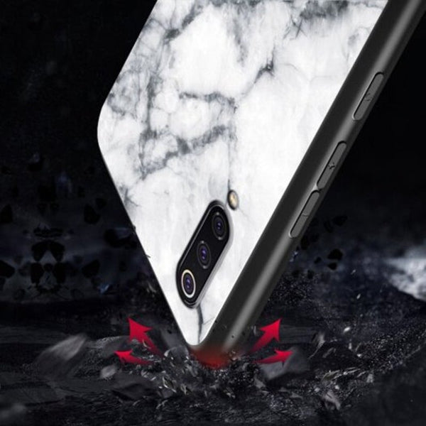 Marbled Glass Case For Xiaomi 9 Se Black