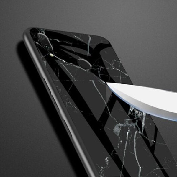 Marbled Glass Case For Xiaomi Redmi 7 White Tpu