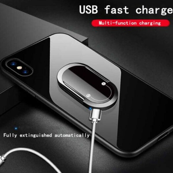 Phone Finger Ring Holder With Usb Cigarette Lighter Stand Bracket For Iphone 11 Pro Xiaomi Black Mounts & Holders