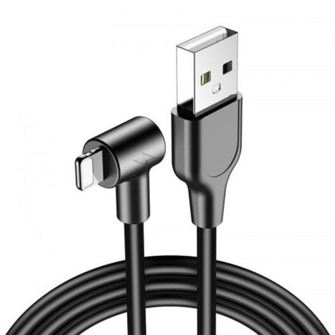 Pvc Elbow8pin Usb Fast Charging Cable For Iphone Black 2M