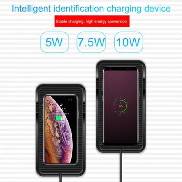 Qi Car Wireless Charger 10W Fast Charging Non Slip Dashboard Phone Black Chargers & Cradles
