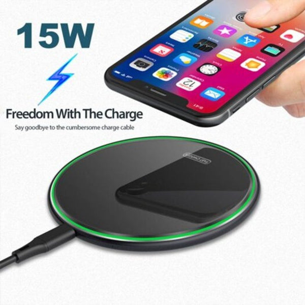 Qi Wireless Charger Pad 15W Quick 3.0 Usb Pd Mobile Phone For Xiaomi 10W Black Universal