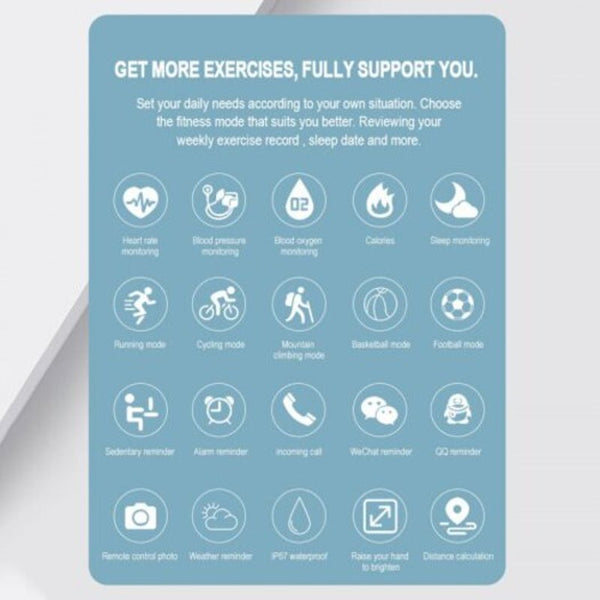 Smart Watches Smart Band Blood Pressure Heart Rate Monitor Fitness Tracker Watch Bracelet Black