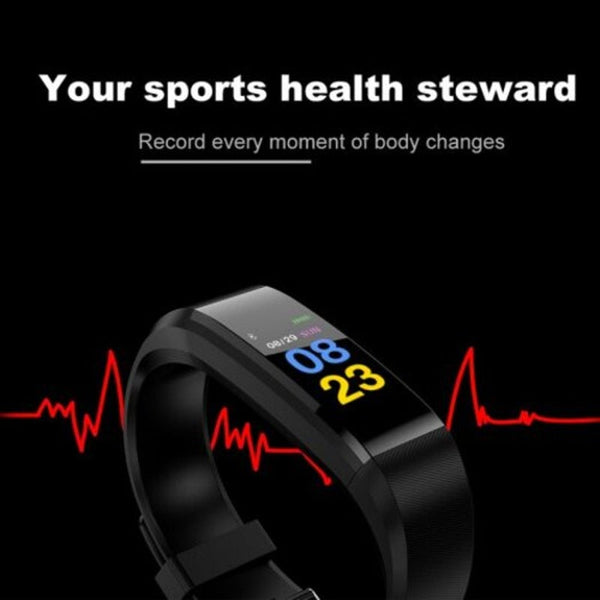 Smart Bracelet Intelligent Wristband Band Waterproof Sport Fitness Tracker Black