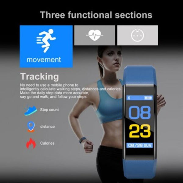 Smart Bracelet Intelligent Wristband Band Waterproof Sport Fitness Tracker Black Smart Watches