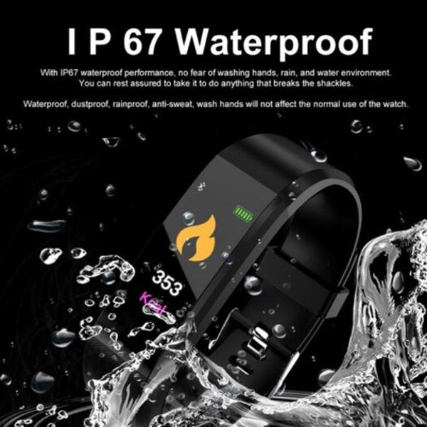 Smart Bracelet Intelligent Wristband Band Waterproof Sport Fitness Tracker Black