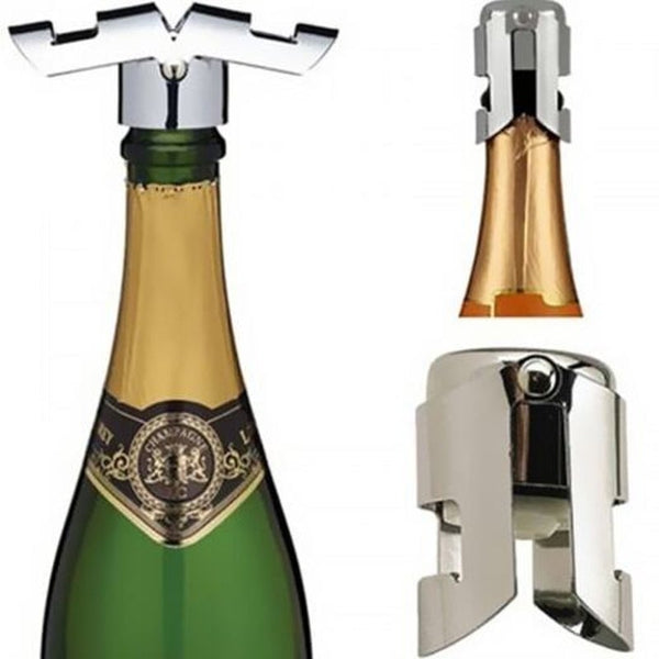 Stainless Steel Champagne Wine Bottle Stopper Portable Sealer Cap Silver