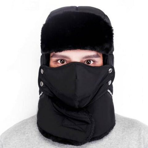 Lei Feng Hat Men Winter Wild Casual Windproof Thick Warm Ear Protection Black