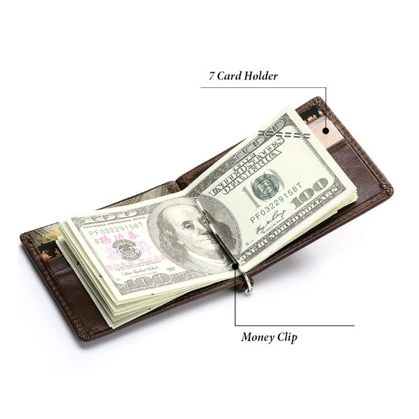 Genuine Leather Men Money Clip Card Wallet Slim Bifold Cash Clamp Thin Purse Wallets