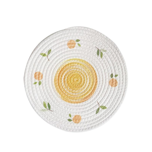 (Lemon) Cotton Rope Woven Set Of 3 30Cm Diameter Heat Resistant Kitchen Decor Placemats