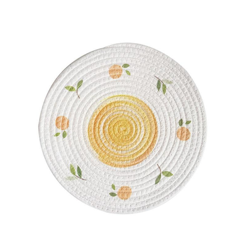 (Lemon) Cotton Rope Woven Set Of 3 30Cm Diameter Heat Resistant Kitchen Decor Placemats