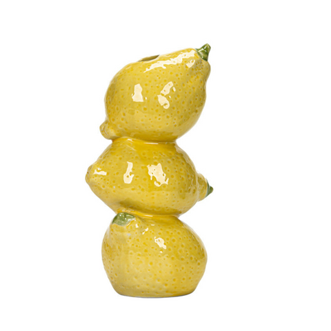 Lemon Whimsical Stacked Fruit Ceramic Vase Nordic Style Flower Holder For Modern Home Decor Vases