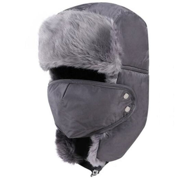 Lf008 Men's Super Keep Warm Thick Bomber Hat Anti Snow Cap With Mask For Riding Cadetblue Hats & Headwear