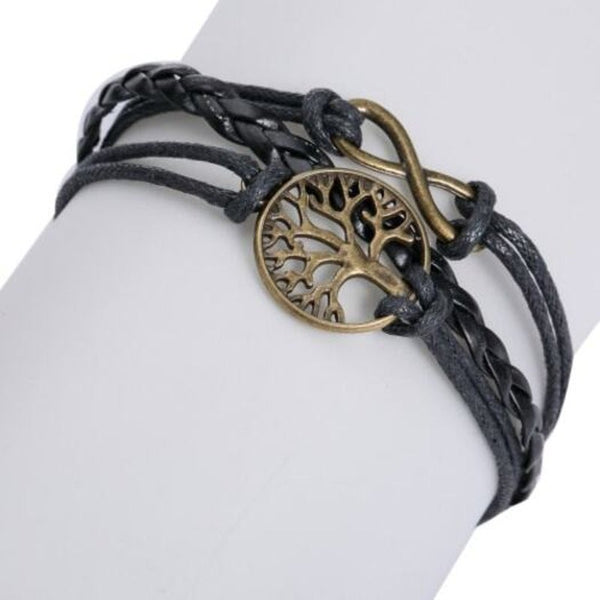 Veile Studios Life Tree 8 Shape Layered Bracelet Black Bracelets