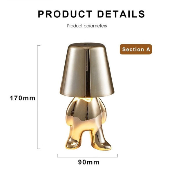 Hotel Lightning Lamp Rechargeable Gold Little Man Laying Side Position Table Lamps