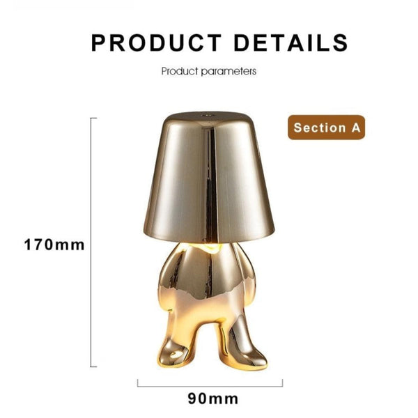 Hotel Lightning Lamp Rechargeable Silver Little Man Sitting Position Table Lamps